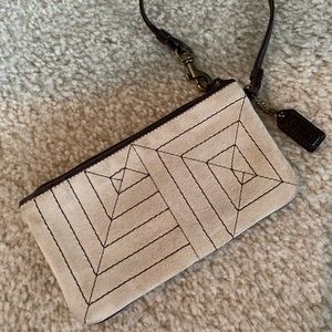 EUC Coach Geometric Suede Wristlet